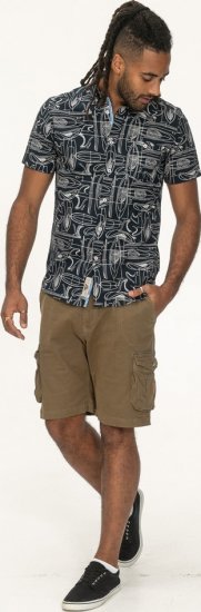 D555 Worthing Surf AOP Short Sleeve Button Down Collar Shirt Navy - Hemden - Overhemden Grote Maten Heren