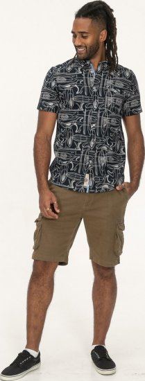 D555 Worthing Surf AOP Short Sleeve Button Down Collar Shirt Navy - Hemden - Overhemden Grote Maten Heren