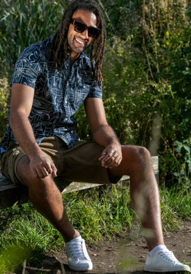 D555 Worthing Surf AOP Short Sleeve Button Down Collar Shirt Navy - Hemden - Overhemden Grote Maten Heren