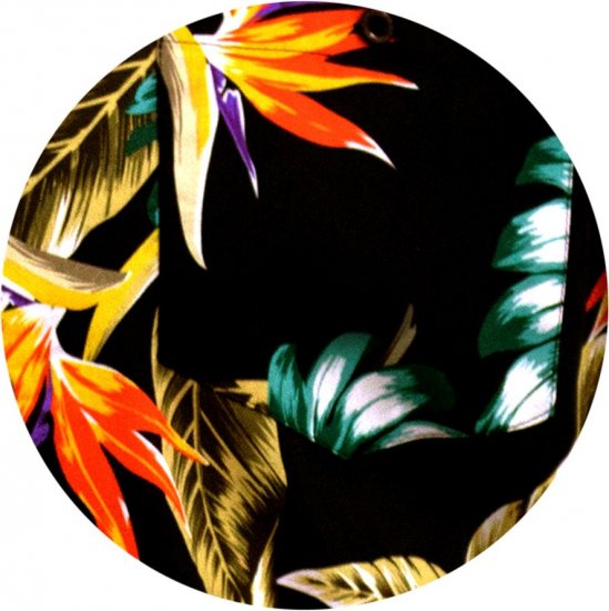 D555 Selby Hawaiian AOP Short Sleeve Revere Collar Shirt Black - Hemden - Overhemden Grote Maten Heren