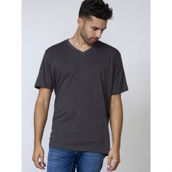 D555 Signature V-neck T-shirt Charcoal - T-shirts - Grote Maten T-shirts Heren