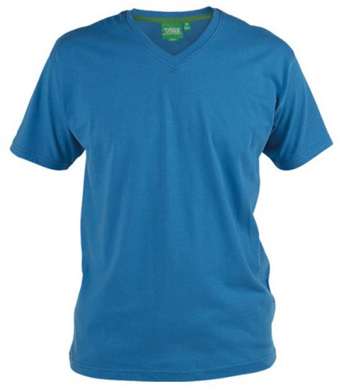 D555 Signature V-neck T-shirt Blue - T-shirts - Grote Maten T-shirts Heren