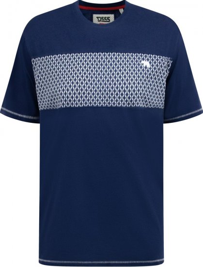 D555 Swansea Cut And Sew Crew Neck T-Shirt Navy - T-shirts - Grote Maten T-shirts Heren