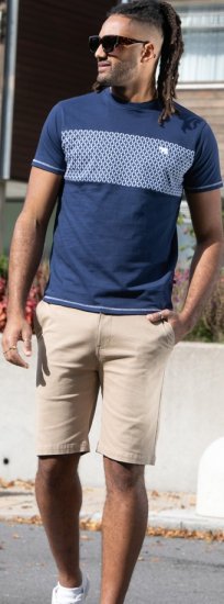 D555 Swansea Cut And Sew Crew Neck T-Shirt Navy - T-shirts - Grote Maten T-shirts Heren