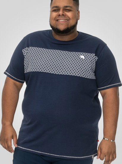 D555 Swansea Cut And Sew Crew Neck T-Shirt Navy - T-shirts - Grote Maten T-shirts Heren