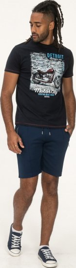 D555 Knowle Detroit Motor Bike Printed Crew Neck T-Shirt Navy - T-shirts - Grote Maten T-shirts Heren