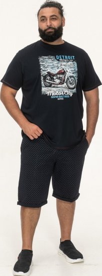 D555 Knowle Detroit Motor Bike Printed Crew Neck T-Shirt Navy - T-shirts - Grote Maten T-shirts Heren