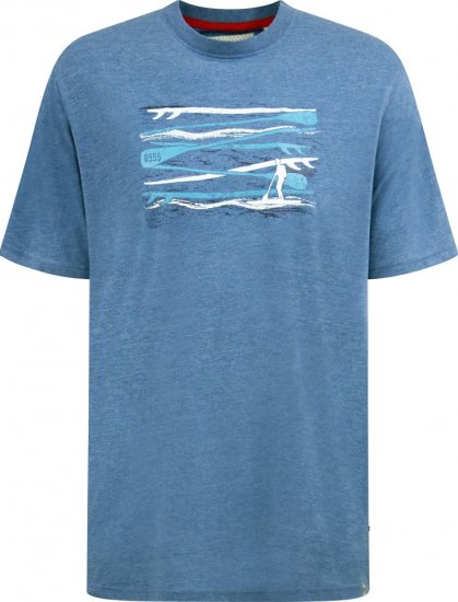D555 Cardiff Surfer And Waves Printed Crew Neck T-shirt Denim Marl - T-shirts - Grote Maten T-shirts Heren