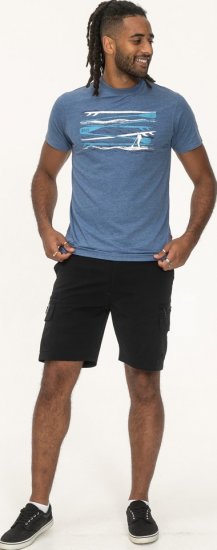 D555 Cardiff Surfer And Waves Printed Crew Neck T-shirt Denim Marl - T-shirts - Grote Maten T-shirts Heren