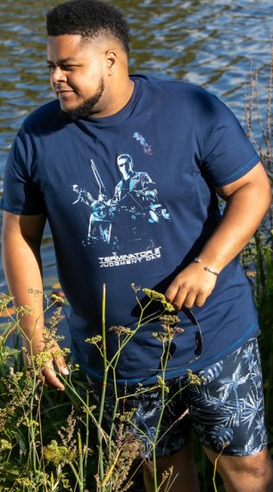 D555 Cameron Official Terminator Printed Crew Neck T-Shirt Dark Navy - T-shirts - Grote Maten T-shirts Heren