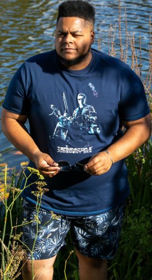 D555 Cameron Official Terminator Printed Crew Neck T-Shirt Dark Navy - T-shirts - Grote Maten T-shirts Heren