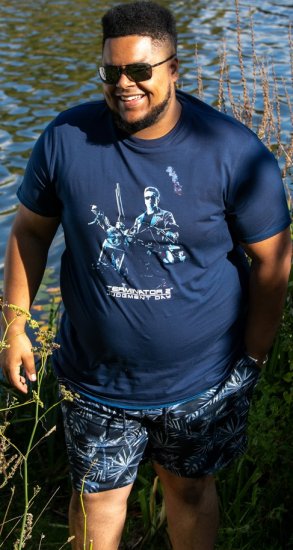D555 Cameron Official Terminator Printed Crew Neck T-Shirt Dark Navy - T-shirts - Grote Maten T-shirts Heren