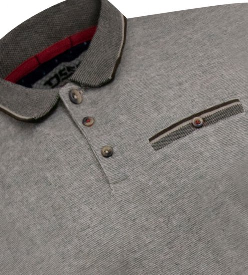 D555 Holyhead Polo Met Structuur En Borstzak Grijs - Polo shirts - Grote Maten Poloshirts Heren