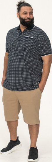 D555 Coventry AOP Polo Shirt Jacquard Collar & Ribbed Cuffs Navy - Polo shirts - Grote Maten Poloshirts Heren