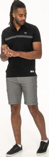 D555 Stafford Cut And Sew Embroidery Stripe Short Sleeve Polo Black - Polo shirts - Grote Maten Poloshirts Heren