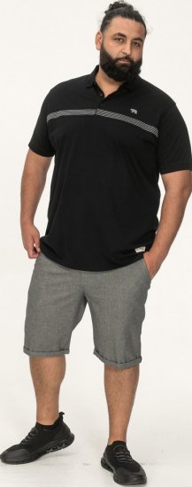 D555 Stafford Cut And Sew Embroidery Stripe Short Sleeve Polo Black - Polo shirts - Grote Maten Poloshirts Heren