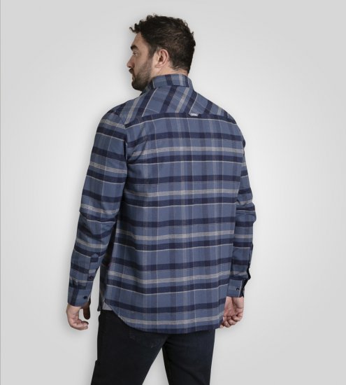 D555 Shrewsbury Long Sleeve with Chest Pocket Blue/Navy Check - Hemden - Overhemden Grote Maten Heren