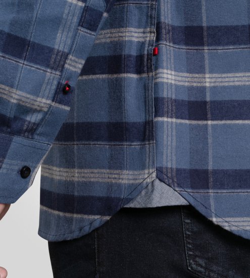 D555 Shrewsbury Long Sleeve with Chest Pocket Blue/Navy Check - Hemden - Overhemden Grote Maten Heren
