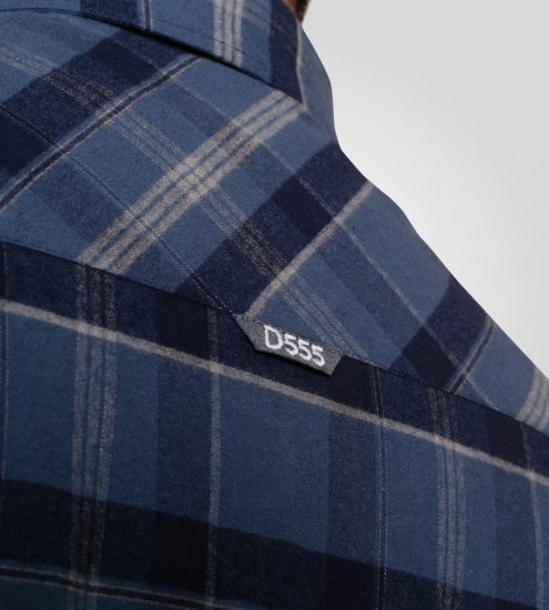 D555 Shrewsbury Long Sleeve with Chest Pocket Blue/Navy Check - Hemden - Overhemden Grote Maten Heren