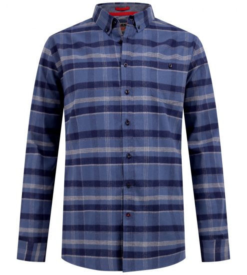 D555 Shrewsbury Long Sleeve with Chest Pocket Blue/Navy Check - Hemden - Overhemden Grote Maten Heren