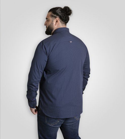 D555 Middlesbrough Long Sleeve AOP Micro Blue Shirt Navy TALL SIZE - Hemden - Overhemden Grote Maten Heren