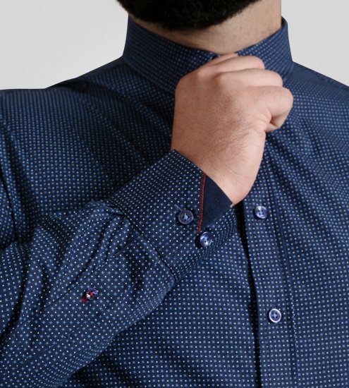 D555 Middlesbrough Long Sleeve AOP Micro Blue Shirt Navy TALL SIZE - Hemden - Overhemden Grote Maten Heren