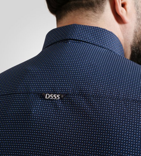 D555 Middlesbrough Long Sleeve AOP Micro Blue Shirt Navy TALL SIZE - Hemden - Overhemden Grote Maten Heren