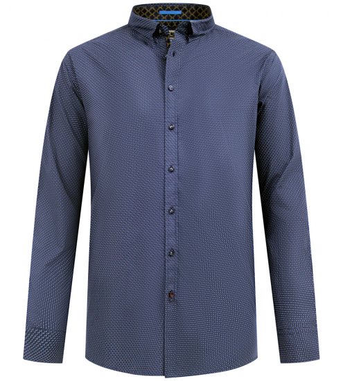 D555 Middlesbrough Long Sleeve AOP Micro Blue Shirt Navy TALL SIZE - Hemden - Overhemden Grote Maten Heren