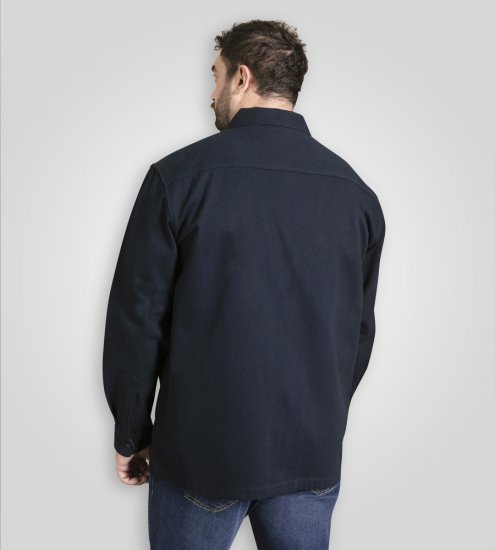 D555 Cleveley Long Sleeve Heavy Shacket Overshirt Navy - Hemden - Overhemden Grote Maten Heren