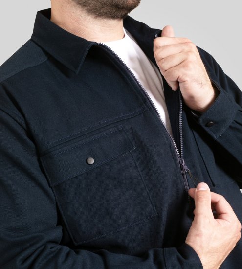 D555 Cleveley Long Sleeve Heavy Shacket Overshirt Navy - Hemden - Overhemden Grote Maten Heren
