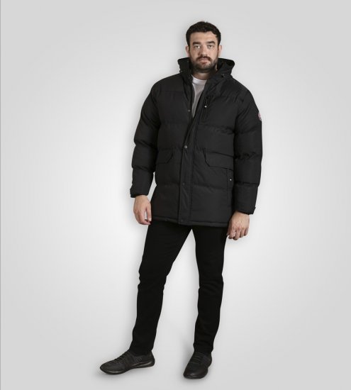 D555 Wolverhampton Quilted Padded Jacket with Hood Black - Jassen - Grote Maten Herenjassen
