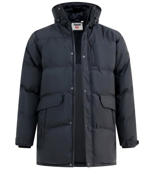 D555 Wolverhampton Quilted Padded Jacket with Hood Black - Jassen - Grote Maten Herenjassen