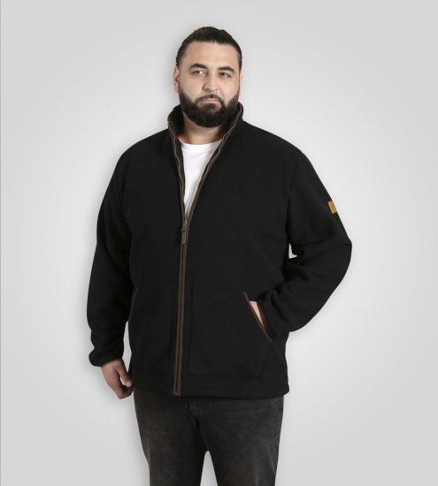 D555 Louth Micro Fleece Jacket with Sherpa Lining Black - Jassen - Grote Maten Herenjassen