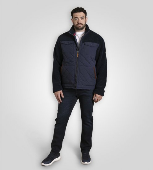 D555 Northampton Hybrid Sherpa Quilted Micro Fleece Jacket Navy - Jassen - Grote Maten Herenjassen