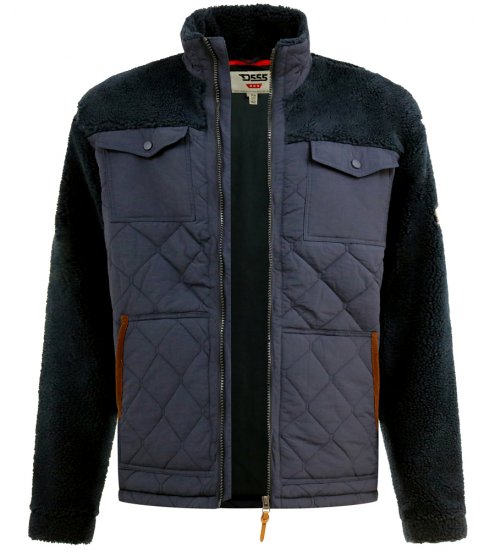 D555 Northampton Hybrid Sherpa Quilted Micro Fleece Jacket Navy - Jassen - Grote Maten Herenjassen