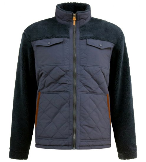 D555 Northampton Hybrid Sherpa Quilted Micro Fleece Jacket Navy - Jassen - Grote Maten Herenjassen