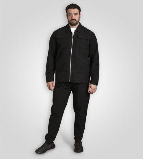 D555 Wimbledon Couture Stretch Jacket with Zipper Black - Jassen - Grote Maten Herenjassen