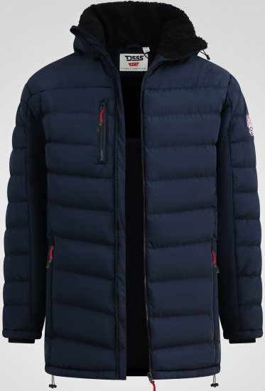 D555 Workington Gewatteerde Jas Met Capuchon En Sherpavoering Donkerblauw - Jassen - Grote Maten Herenjassen