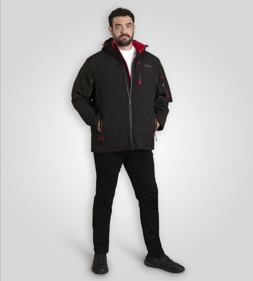 D555 Fretwell Padded Softshell Jacket with Detachable Hood Black - Jassen - Grote Maten Herenjassen