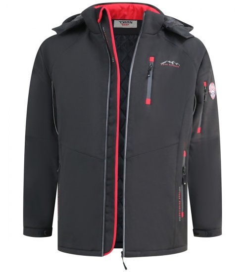 D555 Fretwell Padded Softshell Jacket with Detachable Hood Black - Jassen - Grote Maten Herenjassen