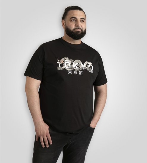 D555 Ginza Tokyo with Dragon Crew Neck T-shirt Black - T-shirts - Grote Maten T-shirts Heren