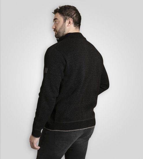 D555 Enrique Gebreid Chenillevest Met Rits Zwart - Sweaters & hoodies - Sweaters & Hoodies Grote Maten Heren