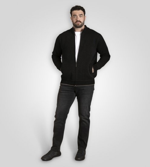 D555 Enrique Gebreid Chenillevest Met Rits Zwart - Sweaters & hoodies - Sweaters & Hoodies Grote Maten Heren
