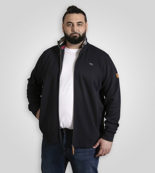 D555 Johnson Zip Through Fleece Sweatshirt with Chest Embroidery Navy - Sweaters & hoodies - Sweaters & Hoodies Grote Maten Heren