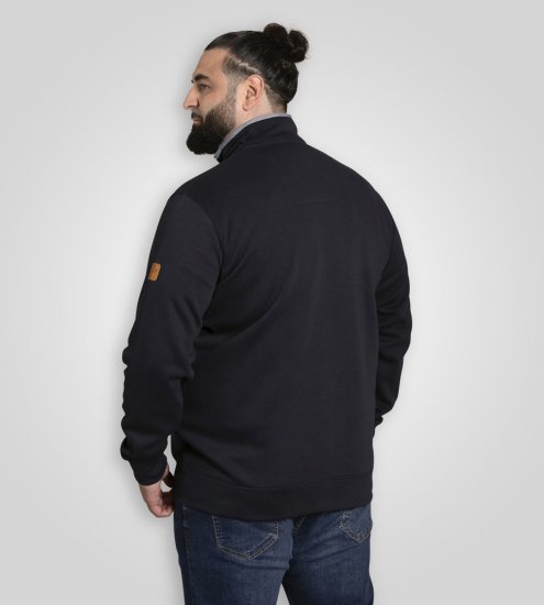 D555 Johnson Zip Through Fleece Sweatshirt with Chest Embroidery Navy - Sweaters & hoodies - Sweaters & Hoodies Grote Maten Heren
