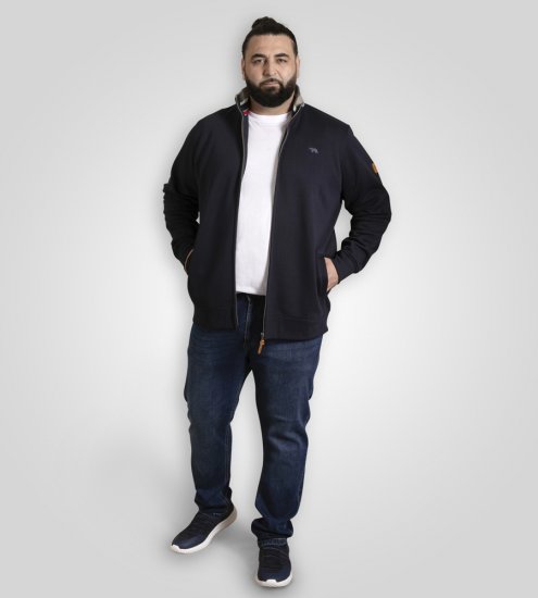 D555 Johnson Zip Through Fleece Sweatshirt with Chest Embroidery Navy - Sweaters & hoodies - Sweaters & Hoodies Grote Maten Heren