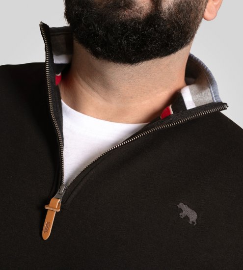 D555 Russel Fleece Sweatshirt with Chest Embroidery Black - Sweaters & hoodies - Sweaters & Hoodies Grote Maten Heren