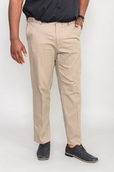 D555 Bruno Stretch Chino pants with Extenda Waist Beige - Jeans & broeken - Jeans & Broeken Grote Maten Heren