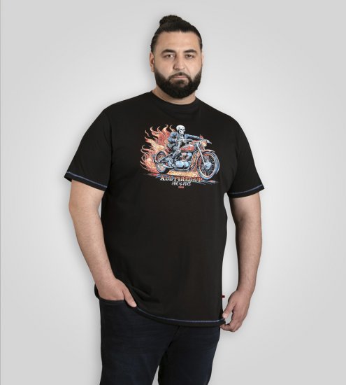 D555 Dewsbury Skeleton On Bike Crew Neck T-Shirt Black TALL SIZE - HERENKLEDING MT-6XLT - Tall Kleding Heren