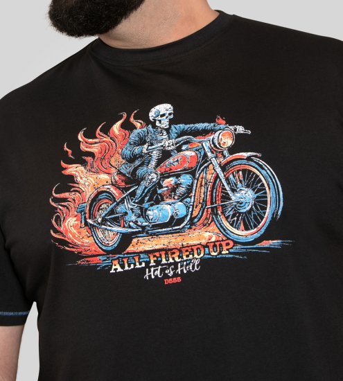 D555 Dewsbury Skeleton On Bike Crew Neck T-Shirt Black TALL SIZE - HERENKLEDING MT-6XLT - Tall Kleding Heren